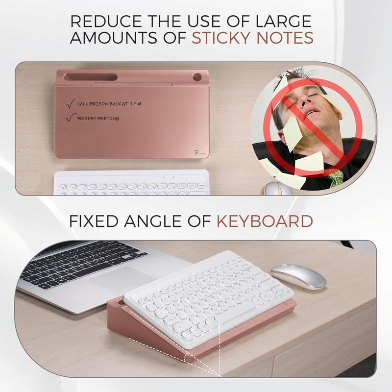 TOWON Small Compact Glass Desktop Whiteboard with Storage – 12 x 7 in Dry Erase Board for Desk, Home Office, School | Includes 5 Markers, Eraser & Holder | Space-Saving Organizer, Aesthetic Rose Gold - Image 4
